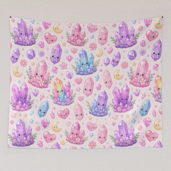 Item preview, Cute Kawaii Crystals and Hearts Pattern designed and sold by Aramdesing.