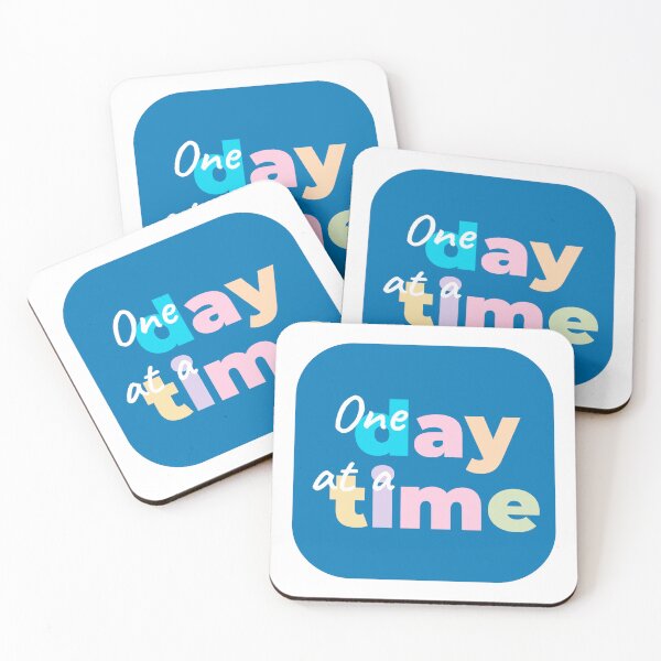 Item preview, One Day At A Time popular sticker quotes blue background designed and sold by ThisBjmnID.