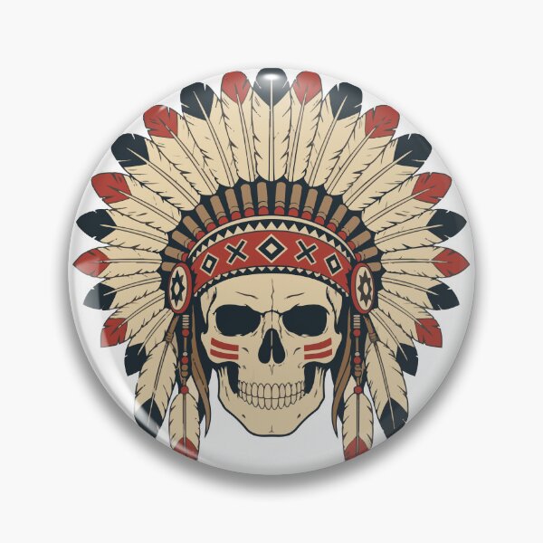 Item preview, Warrior Skull – Vintage Feather Headdress Design designed and sold by Creative Owlet.
