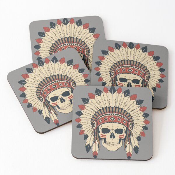 Item preview, Warrior Skull – Vintage Feather Headdress Design designed and sold by Creative Owlet.