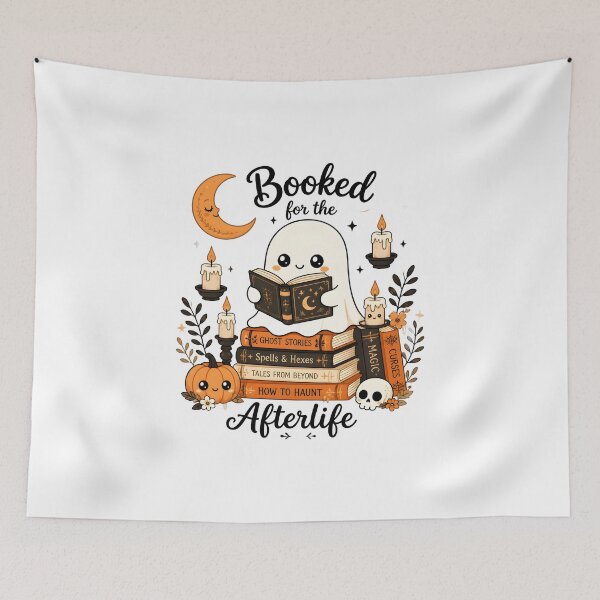 Item preview, Booked for the Afterlife – Cute Ghost Reading Halloween Books | Spooky Book Lover Design designed and sold by ColorClouds.