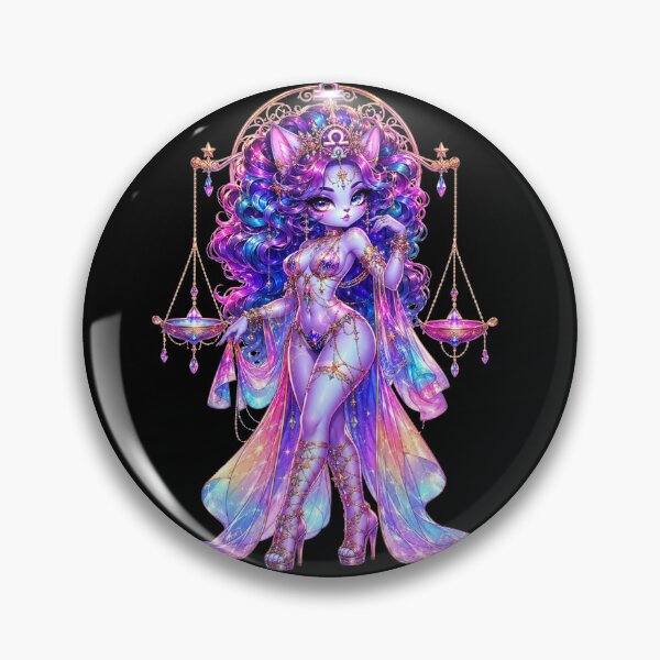 Item preview, Emily the Cosmic Cat - Libra Zodiac Neon Edition designed and sold by ChaEmm_Studio.