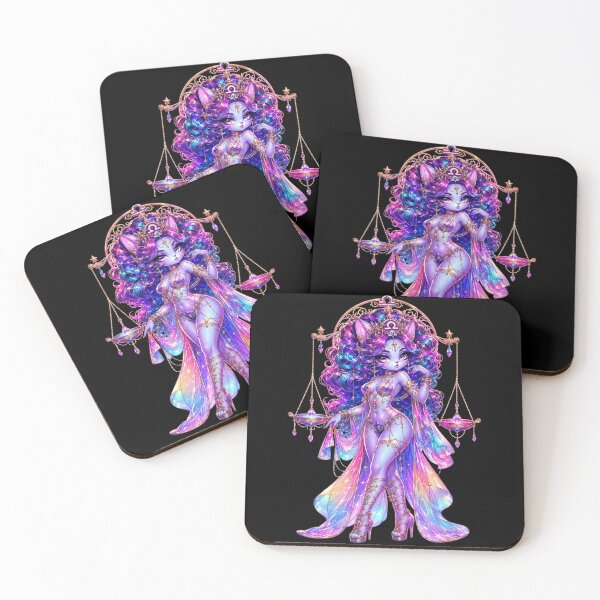 Item preview, Emily the Cosmic Cat - Libra Zodiac Neon Edition designed and sold by ChaEmm_Studio.