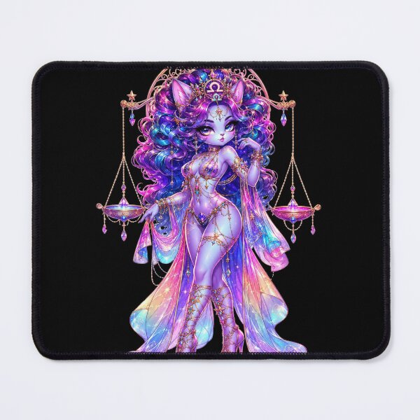 Item preview, Emily the Cosmic Cat - Libra Zodiac Neon Edition designed and sold by ChaEmm_Studio.