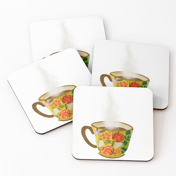 Item preview, Steamy coffee cup folk art flowers  designed and sold by Nuevomundo Arte Designs by Anahí .