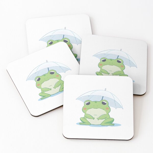 Item preview, Rainy Frog with Umbrella — Cozy Kawaii Sticker designed and sold by tommysworks.