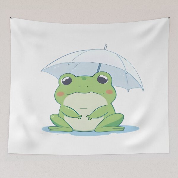 Item preview, Rainy Frog with Umbrella — Cozy Kawaii Sticker designed and sold by tommysworks.