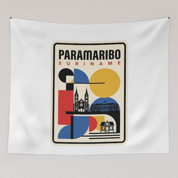 Item preview, Paramaribo Suriname Geometric Retro Travel Poster designed and sold by k3rstman1.