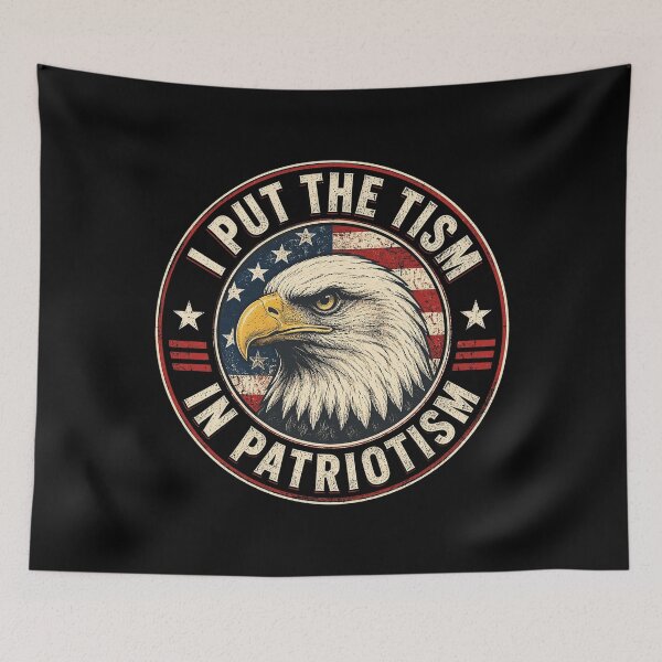 Item preview, I Put The Tism in Patriotism Funny Eagle USA Flag 4th July designed and sold by OlakunleOloroz.