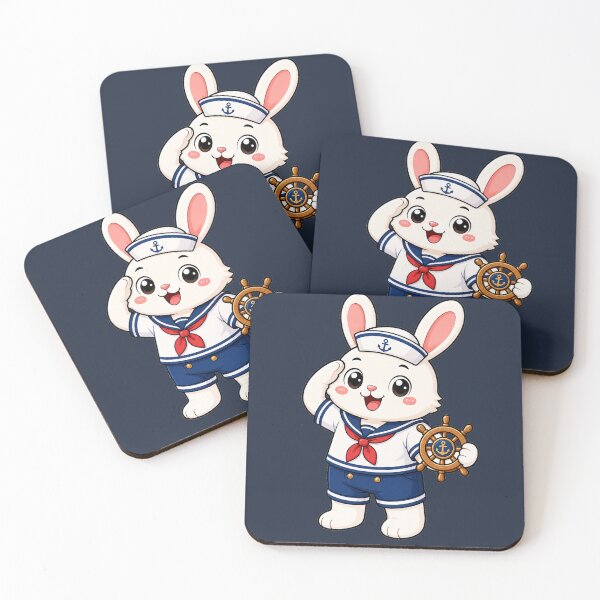 Item preview, Cute Sailor Bunny Rabbit Marine Captain Kawaii Cartoon designed and sold by Seculinator.