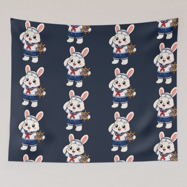 Item preview, Cute Sailor Bunny Rabbit Marine Captain Kawaii Cartoon designed and sold by Seculinator.