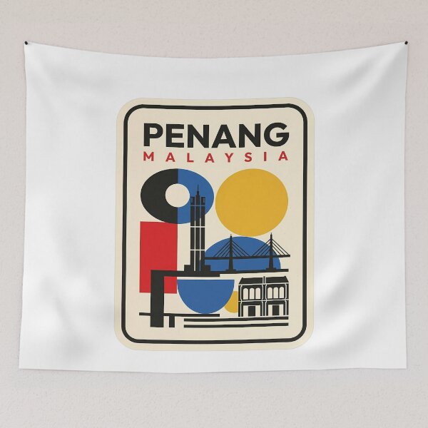 Item preview, Vintage Penang Malaysia Retro Geometric Skyline designed and sold by k3rstman1.