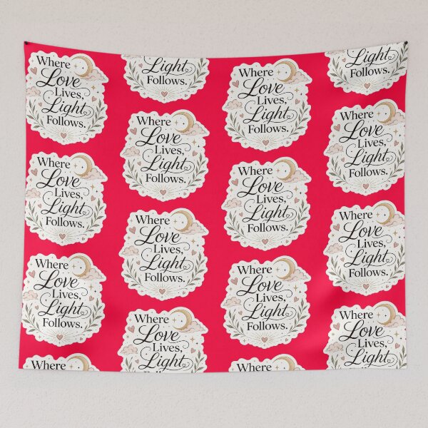 Item preview, Where Love Lives Light Follows - Boho Celestial Typography Sticker designed and sold by Scro-Ciob-Shop.
