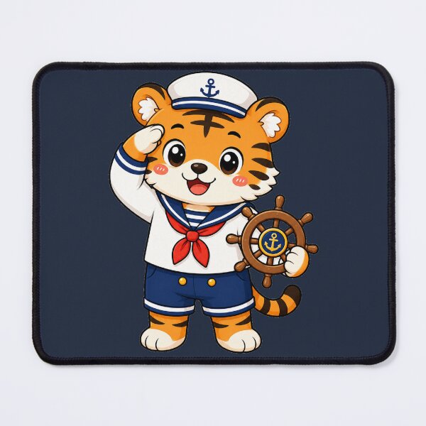 Item preview, Cute Sailor Tiger Marine Captain Kawaii Cartoon designed and sold by Seculinator.