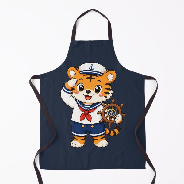 Item preview, Cute Sailor Tiger Marine Captain Kawaii Cartoon designed and sold by Seculinator.