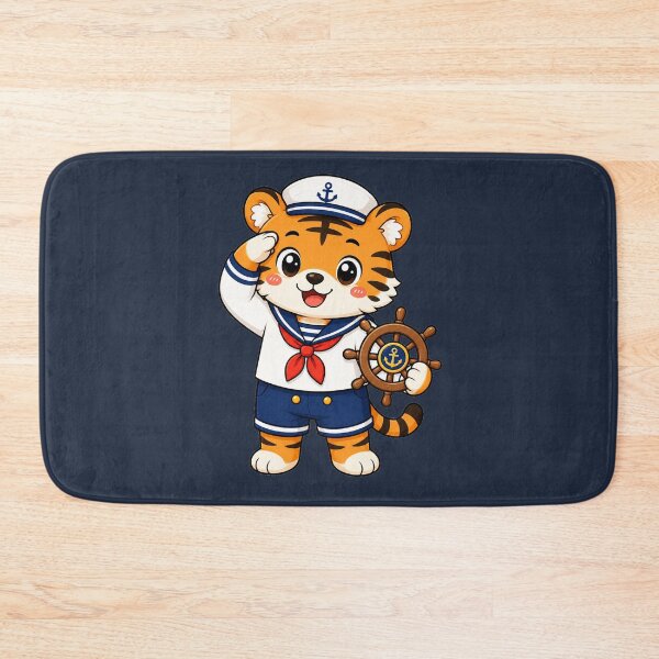 Item preview, Cute Sailor Tiger Marine Captain Kawaii Cartoon designed and sold by Seculinator.