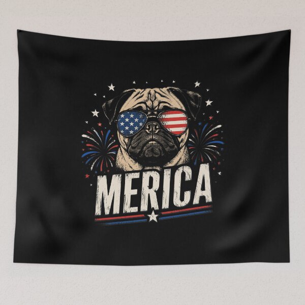 Item preview, Merica Pug 4th of July designed and sold by OlakunleOloroz.