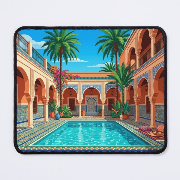 Item preview, Moroccan Riad Pool Wall Art, Luxury Mediterranean Architecture Print, Turquoise Swimming Pool Poster, Modern Moroccan Decor designed and sold by Watchyyy.