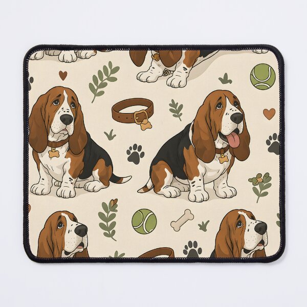 Item preview, Basset Hound Bliss – Cute Dog Lover Seamless Pattern designed and sold by blankTeeShirt.