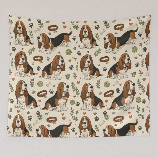 Item preview, Basset Hound Bliss – Cute Dog Lover Seamless Pattern designed and sold by blankTeeShirt.