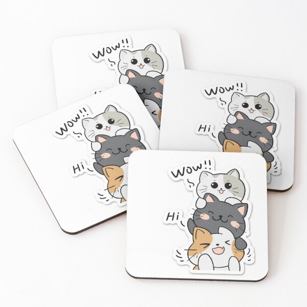 Item preview, Cute Kawaii Cat Sticker – Funny Wow Hi Cartoon Cat Vinyl Sticker for Laptop, Water Bottle & Phone designed and sold by DaisyInStudio44.