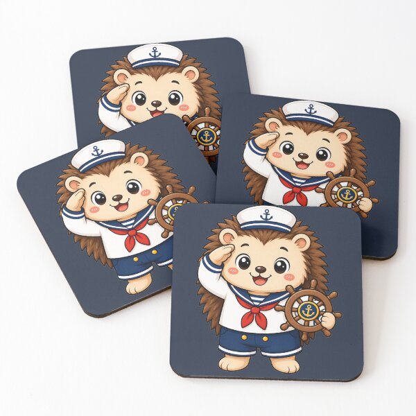Item preview, Cute Sailor Hedgehog Marine Captain Kawaii Cartoon designed and sold by Seculinator.