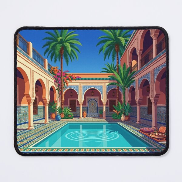 Item preview, Moroccan Riad Pool Wall Art, Luxury Mediterranean Architecture Print, Turquoise Swimming Pool Poster, Modern Moroccan Decor designed and sold by Watchyyy.