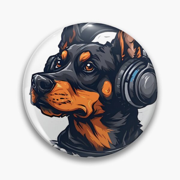 Item preview, Cool Goth Doberman dog with headphones designed and sold by MarioBellucci.