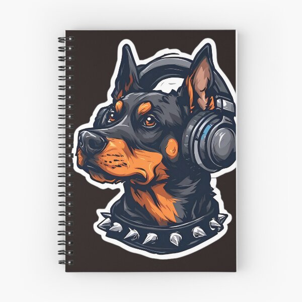 Item preview, Cool Goth Doberman dog with headphones designed and sold by MarioBellucci.