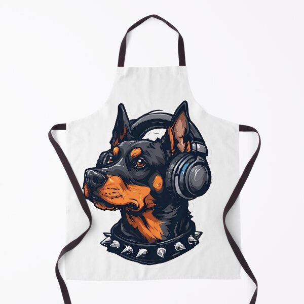 Item preview, Cool Goth Doberman dog with headphones designed and sold by MarioBellucci.