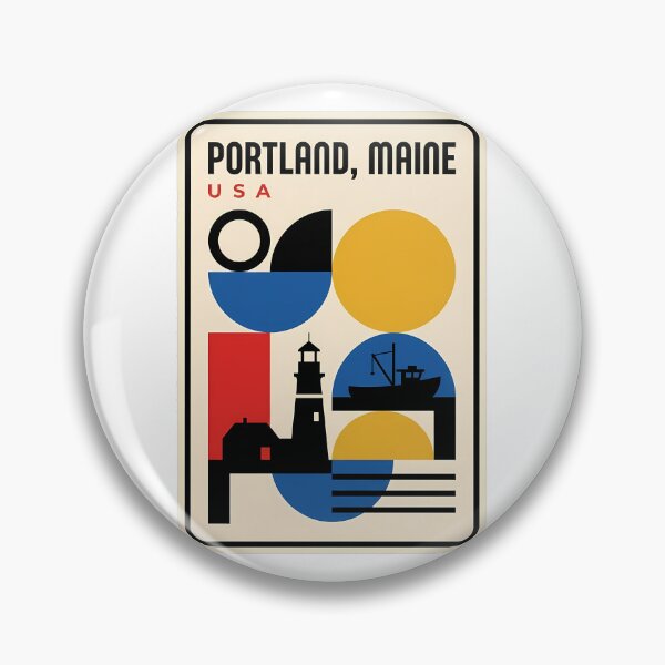 Item preview, Portland Maine Retro Geometric Lighthouse Maritime Scene designed and sold by k3rstman1.
