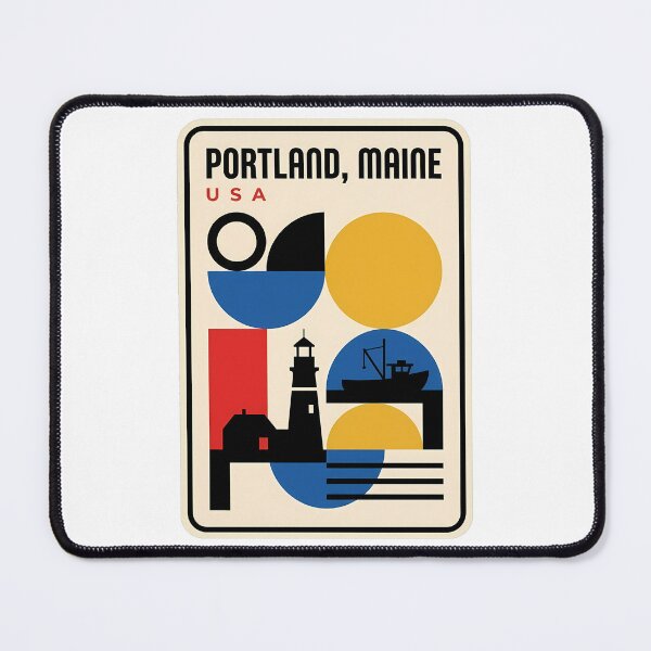 Item preview, Portland Maine Retro Geometric Lighthouse Maritime Scene designed and sold by k3rstman1.