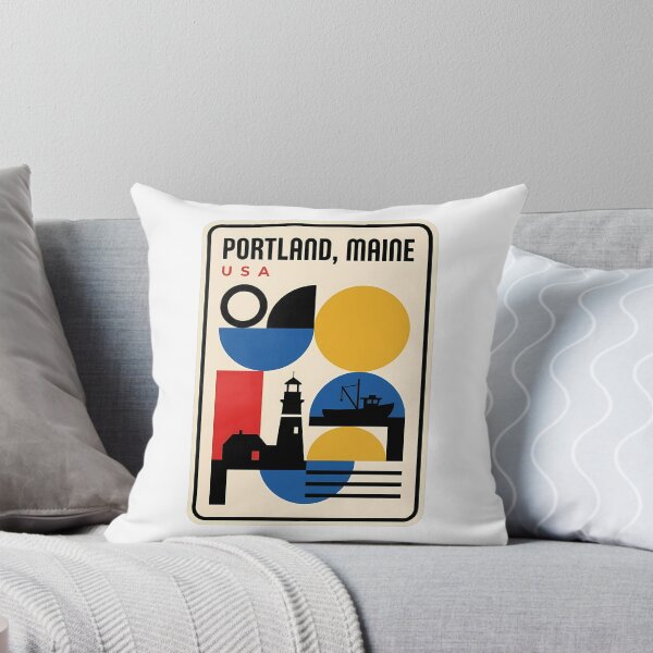 Item preview, Portland Maine Retro Geometric Lighthouse Maritime Scene designed and sold by k3rstman1.