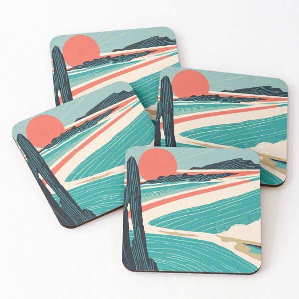 Item preview, Retro Coastal Sunset – Minimalist Ocean Landscape Art designed and sold by KiraChie.