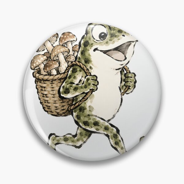 Item preview, Foraging Frog with Mushrooms — Choju-giga Cottagecore Art designed and sold by Mossbrush.