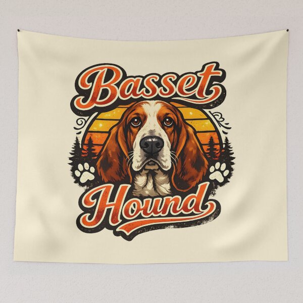 Item preview, Vintage Basset Hound Sunset Retro Dog Lover Design designed and sold by blankTeeShirt.