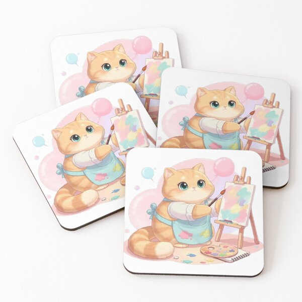 Item preview, Cute Artist Cat Painting Kawaii Painter designed and sold by Moody Vibes Studio.