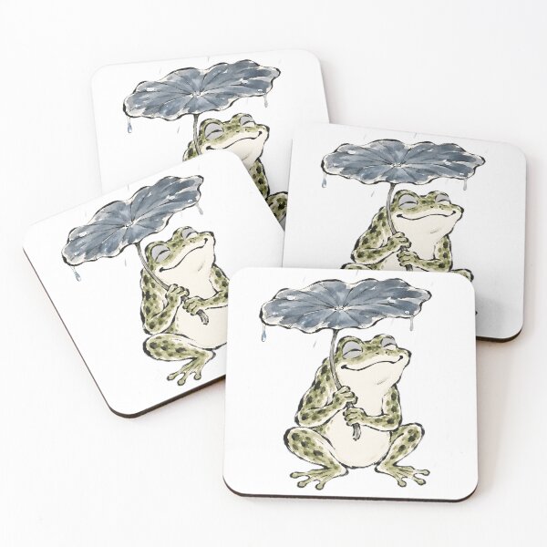 Item preview, Rainy Day Frog under a Leaf Umbrella — Choju-giga Cozy Art designed and sold by Mossbrush.