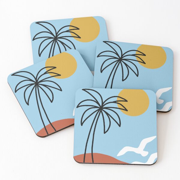 Item preview, Minimalist Tropical Beach and Palm Tree Art Print designed and sold by AliAltinelArt.