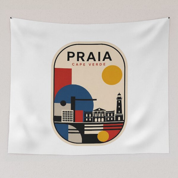 Item preview, Praia Cape Verde Geometric Bauhaus Travel Poster designed and sold by k3rstman1.