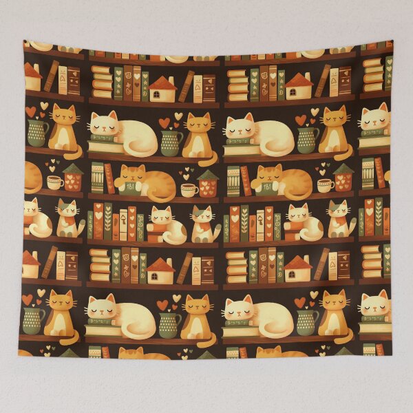 Item preview, Library Cats, Cats On the Bookshelf designed and sold by xiao xuans.