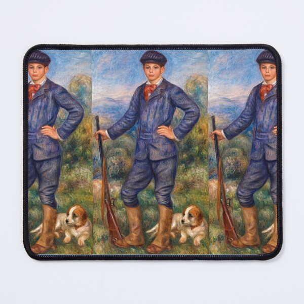 Item preview, Young Hunter Boy With Dog and Rifle designed and sold by artofuniverse.