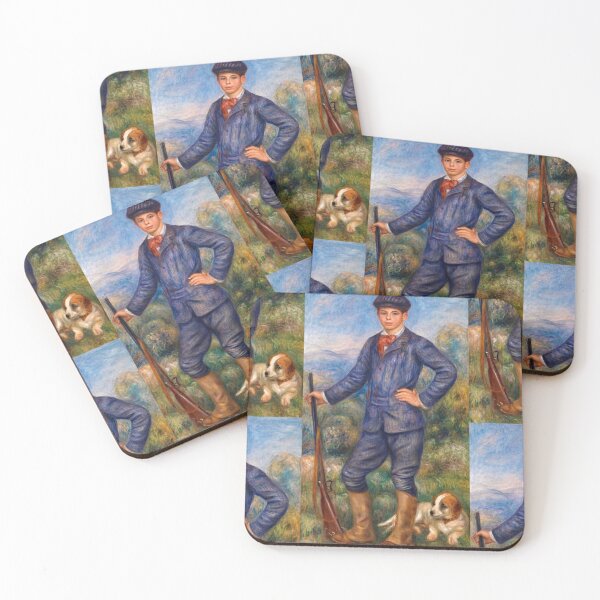 Item preview, Young Hunter Boy With Dog and Rifle designed and sold by artofuniverse.