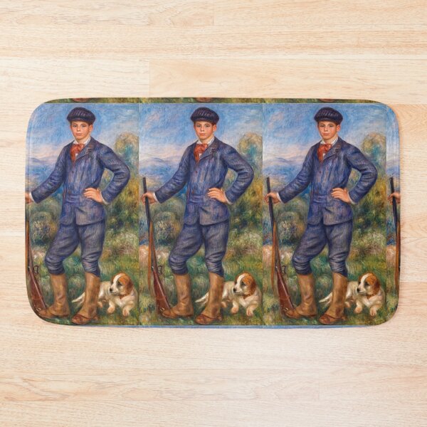 Item preview, Young Hunter Boy With Dog and Rifle designed and sold by artofuniverse.