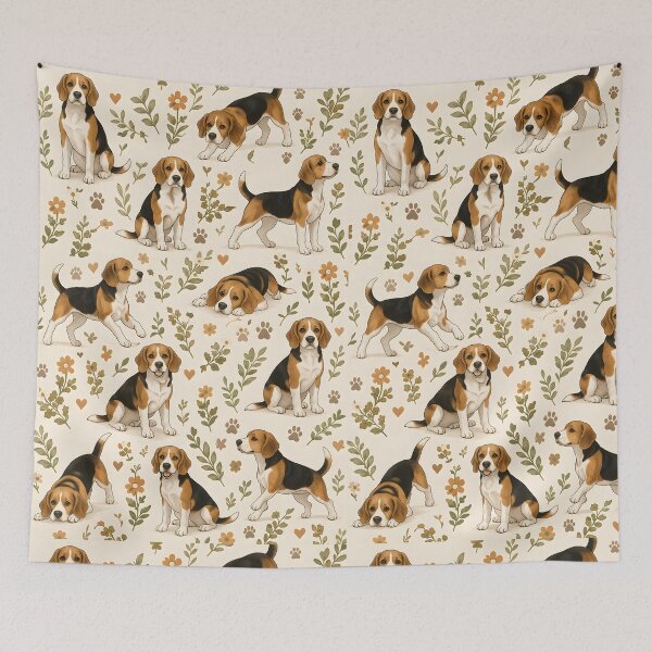 Item preview, Beagle Garden Friends Seamless Pattern designed and sold by blankTeeShirt.