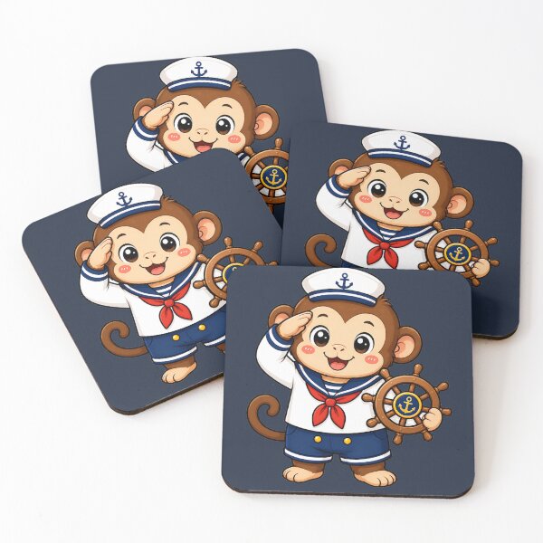 Item preview, Cute Sailor Monkey Marine Captain Kawaii Cartoon designed and sold by Seculinator.