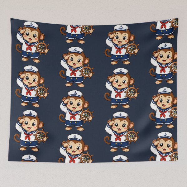 Item preview, Cute Sailor Monkey Marine Captain Kawaii Cartoon designed and sold by Seculinator.