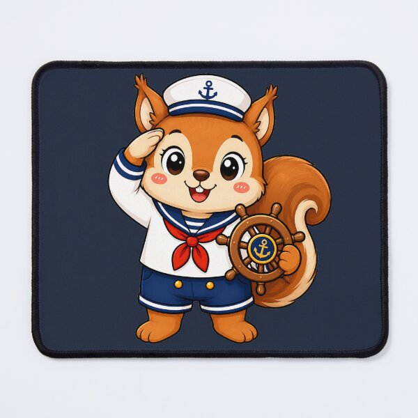 Item preview, Cute Sailor Squirrel Marine Captain Kawaii Cartoon designed and sold by Seculinator.