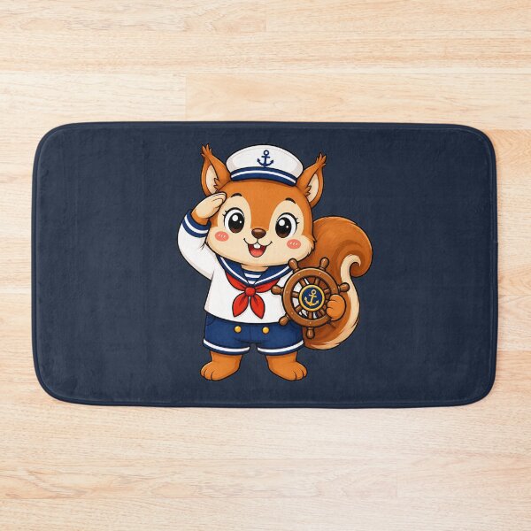 Item preview, Cute Sailor Squirrel Marine Captain Kawaii Cartoon designed and sold by Seculinator.