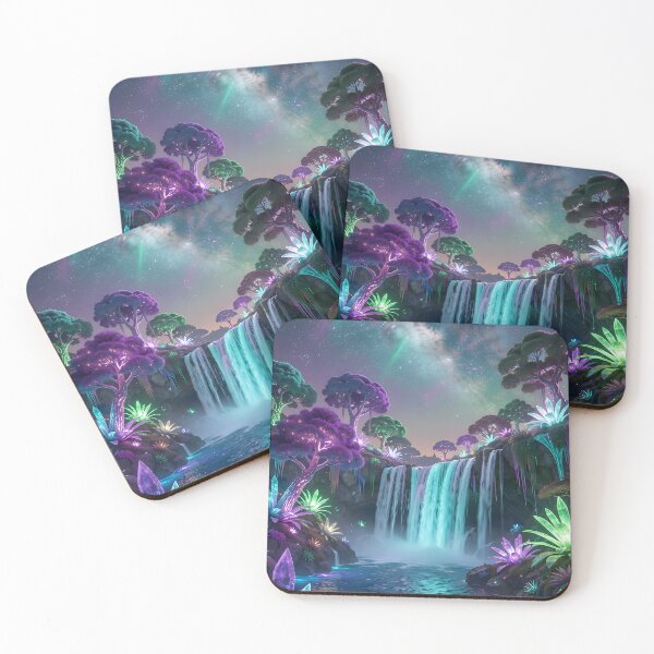 Item preview, Galactic Waterfall: Mystical splendor of colors under the starry sky designed and sold by VoidVeilStudio.